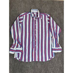 Maus & Hoffman Button Down Shirt Mens Blue Red Striped Long Sleeve Size L‎